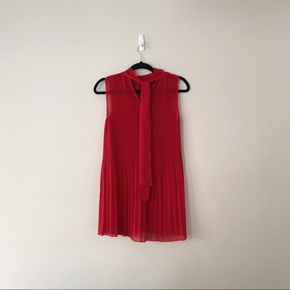 NWOT Zara Sheer Pleated Blouse with Tie Closure - Picture 6 of 11